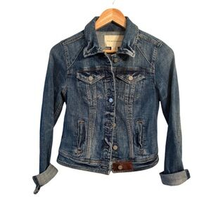 Anthropologie Pilcro Denim Jacket XS Button Down Leather Details